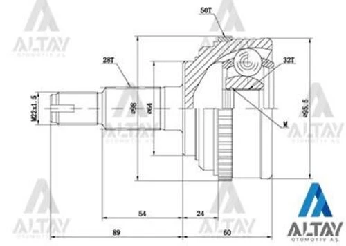 Maher 01730  Aks Kafası Dış Accord 98= Absli 28X64X32 ürün görseli 1
