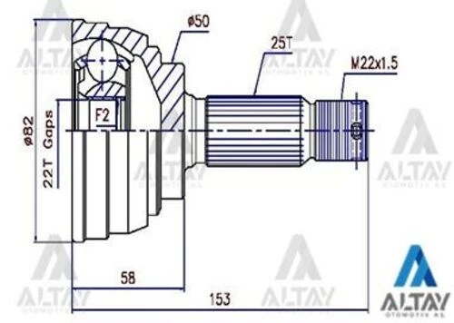 Maher 01724  Aks Kafası Dış Accent 95-06 Getz 03-06 Absli 29 Diş Benzinli 25X50X22 ürün görseli 1