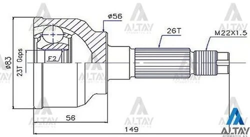 Maher 01719  Aks Kafası Diş 626 88-92 1.6 Sephia 1.8 26x56x23 G01325500 ürün görseli 1