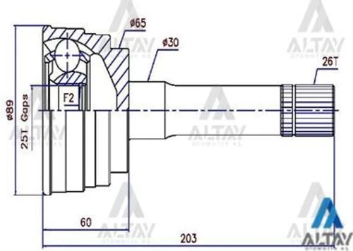 Maher 01738  Aks Kafası Diş B-2500 Ford Ranger 4x4 26x64.9x25 M07025600a ürün görseli 1