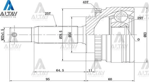 Maher 01744  Aks Kafası Diş Carisma 96-00 Abs'li 25x29x54 Mr110031 ürün görseli 1