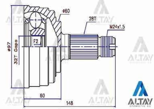 Maher 01729  Aks Kafası Diş Accord 90-98 Prelude 2.0 Crv 97-06 Abs'li 28x60x32 44014sv4950 ürün görseli 1