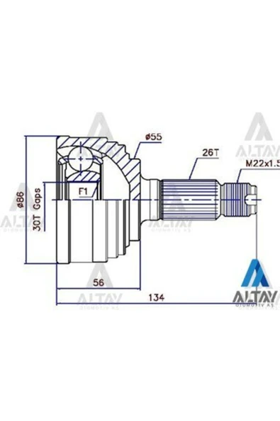 Maher 01749  Aks Kafası Dış Civic 92-95 26x55x30 ürün görseli 1