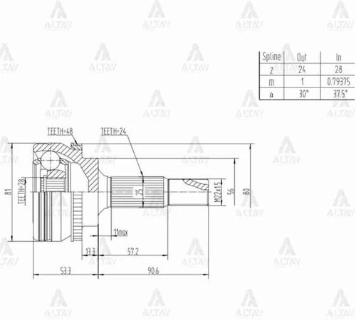 Maher 01816  Aks Kafası Dış Yaris 03-05 Absli 48 Diş 1.0 1Szfe Scp10 24X28X56 ürün görseli 1
