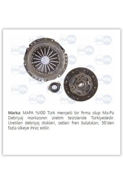 Mapa 016215000  DEBRİYAJ SETİ BMW 318IS-324D 89-91 318TI 94-00 M42B ürün görseli 1