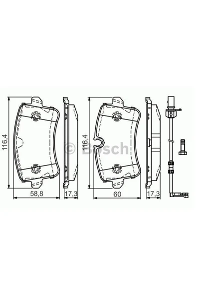 Bosch 0986494488 ARKA FREN BALATASI KABLO 220MM AUDI A4 A5 A6 A7 PORSCHE MACAN ürün görseli 1