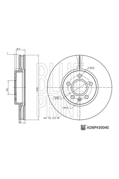 Blue Print ADBP430040 FREN DİSKİ  Uyumlu V 60 II COUNTRY D3 2.0 V 6 ürün görseli 1