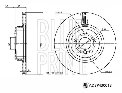 Blue Print ADBP430018 FREN DİSKİ ARKA (5D 112MM) BMW G20 G21 G30 ürün görseli 1