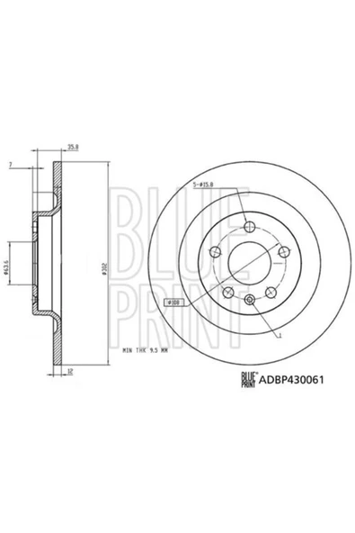 Blue Print ADBP430061 Adbp430061 Arka Fren Diski Volvo S90 Iı 16-v60 Iı 18-v90 Iı 16-xc60 Iı 17-16 İnç 31423721 ürün görseli 1