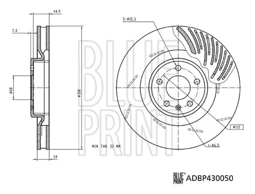 Blue Print ADBP430050 FREN DİSKİ MACAN 4 2.0 16V MACAN GTS 4 3.0 ürün görseli 1