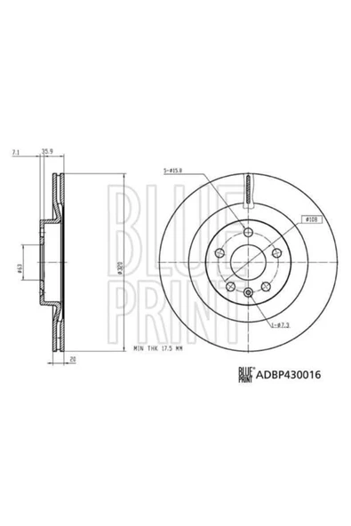 Blue Print ADBP430016 Adbp430016 Fren Diski S 60 Iıı T4 2.0 S 60 Iıı T5 2.0 S 60 Iıı T5 2.0 A ürün görseli 1