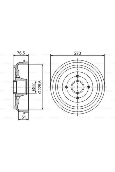 Bosch 0986477282  Arka Fren Kampanası C3 Iıı Ds3 207 1.4 1.4 16v 1.4hdı 1.6hdı 02 06- 424750 ürün görseli 1