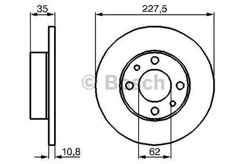 Bosch 0986478063 FREN DİSKİ ÖN M124 M131 PANDA 80- / IBIZA I 84-93 DÜZ 227mm ürün görseli 1