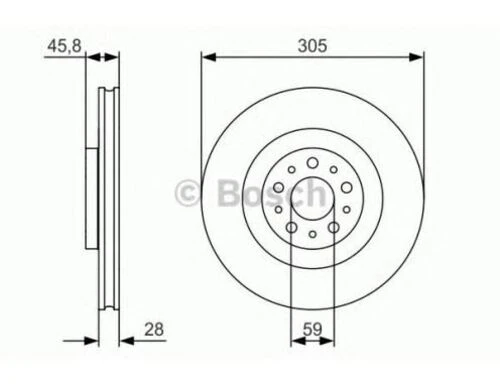Bosch 0986479736  Ön Fren Diski Diski Doblo Iıı Fiat 500 Combo 1.3d 1.4 1.6d 305mm 5 Bijon 51897455 ürün görseli 1