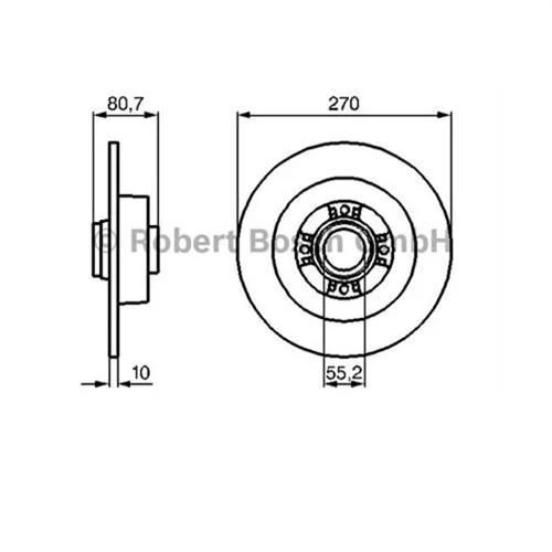 Bosch 0986479196  Arka Fren Diski Megane Iı Sw 1.4 1.5 Dcı 1.6 1.9 Dcı 09 03-scenic 06.03-270x10x80.7 7701207898 ürün görseli 1