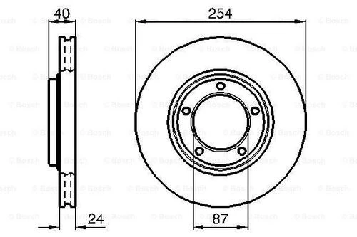 Bosch 0986478663  Ön Fren Diski Hyundai Stare X-h1 Van 2.5td 4wd 97-03 254x24x5dl Havalı 581294a000 ürün görseli 1