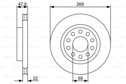 Bosch 0986479366  Fren Diski Arka 269 22-20mm Hava Kanallı Kaplamalı Yüksek Karbon Alaşımlı 4z7615601 ürün görseli 1