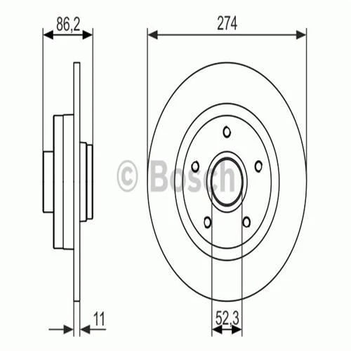 Bosch 0986479682  Arka Fren Diski Scenic Iıı 1.4 1.6 2.0 2.0dcı 09- 274x11x5dl 432020984r ürün görseli 1