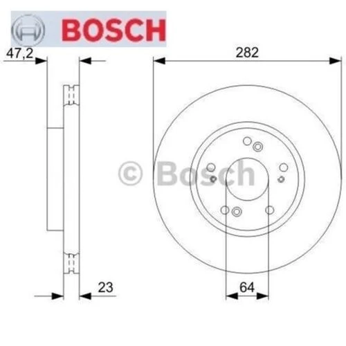 Bosch 0986479364  Ön Fren Diski Honda Crv Iı 2.0 02-06 2.2cdtı 05-06 Fr-v 1.7-1.8-2.0-2.2 05 282x23x5dl Havalı 45251s7ae10 ürün görseli 1