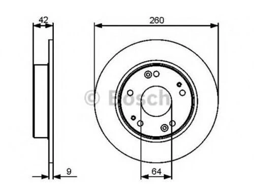 Bosch 0986479451 FREN DİSKİ ARKA CIVIC HB SEDAN 05- CIVIC IX 12- DÜZ 260mm ürün görseli 1