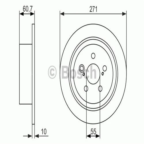 Bosch 0986479613  Arka Fren Diski Düz Toyota Avensis 1.6 1.8 2.0 Vvt I 00-03 271x5 4243105040 ürün görseli 1