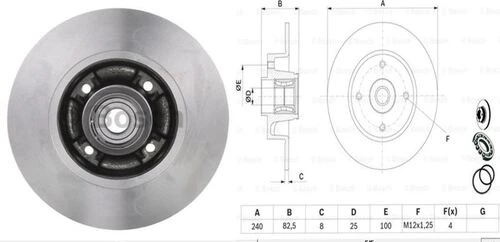 Bosch 0986479278  Rulmanlı Arka Fren Diski Diski Megane Iı Clio Iıı Modus 1.2 1.4 1.5dcı 1.6 1.8 1.9dcı 2.1 7701207823 ürün görseli 1