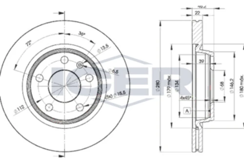Bosch 0986478869  Fren Diski Ön 280 22-20 Mm Hava Kanallı Kaplamalı Yüksek Karbon Alaşımlı 8e0615301p ürün görseli 1