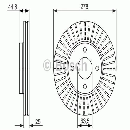 Bosch 0986479637 FREN DİSKİ ÖN FIESTA 2.0i ST150 04-08 278×25×4DLxHAVALI ürün görseli 1