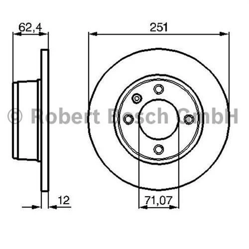 Bosch 0986478879  Arka Fren Diski Xantia 1.8ı 2.0ı 16v 1.9 Td 251.3x12x4dl 4246.l6 ürün görseli 1