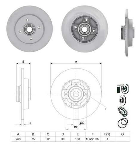 Bosch 0986479387 FREN DİSKİ ARKA 308 SW 07- 3008 09- 5008 09- PARTNER TEPE PARTNER ürün görseli 1
