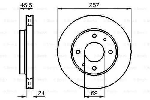Bosch 0986478774  Fren Diski Ön 257 24-22.4mm Hava Kanallı 5171238100 ürün görseli 1