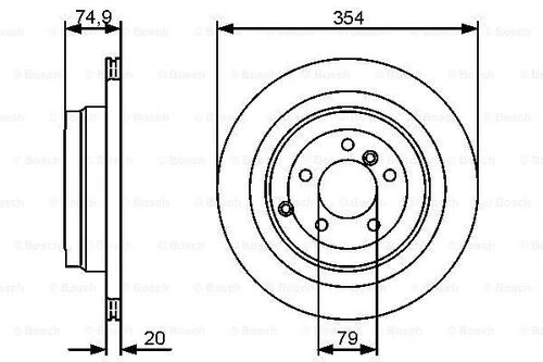 Bosch 0986479479  Fren Diski Arka 354 20-17mm Kaplamalı Yüksek Karbon Alaşımlı Lr017804 ürün görseli 1