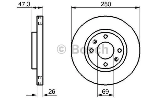 Bosch 0986479229  Ön Fren Disk Aynası Havalı Hyundai Elantra 1.6 2.0 00-06 Sonata 2.0 01-04 Magentis 2.0 01-280x4 517123d100 ürün görseli 1