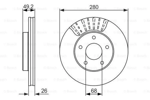 Bosch 0986479678  Fren Diski Ön 280 26-24mm Hava Kanallı 402063l103 ürün görseli 1