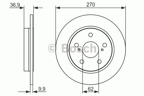 Bosch 0986479S64 0 Arka Fren Diski Aynası Düz Toyota Auris 1.4 D4d 2007-2011 Corolla 1.4 D4d 2007-2011 270x5 4243102170 ürün görseli 1