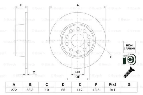 Bosch 0986479F23 0 Fren Diski Arka T-roc 17-q2 16-karoq 17-ateca 16-octavia 20- 5q0615601b ürün görseli 1