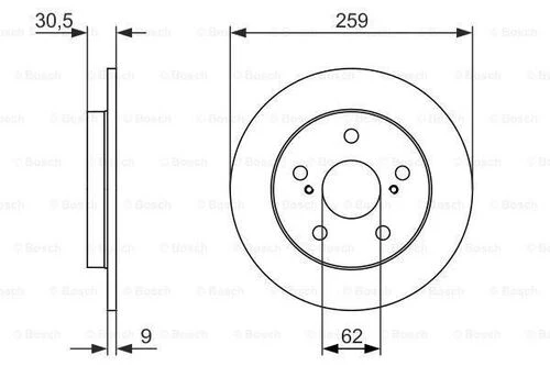Bosch 0986479765  Fren Diski Arka 259.0 9.0-7.5mm 4243102190 ürün görseli 1