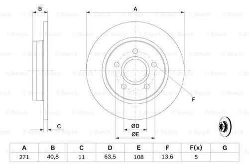 Bosch 0986479763  Arka Fren Disk Aynası Focus Iıı Cb8 11-14 Focus Iv Cew 14- Düz 271mm Bv612a315ba ürün görseli 1