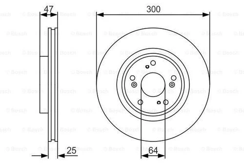 Bosch 0986479R24 0 Fren Diski Ön 3.mm 25.23mm Hava Kanallı 45251scae50 ürün görseli 1