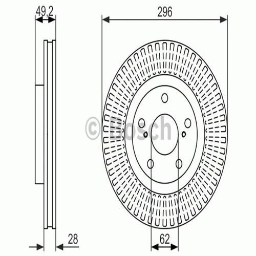Bosch 0986479S22 0 Ön Fren Diski Havalı Toyota Rav4 Vvt I 2.0 2.2 D 4d 06-11 Camry 06-11 296x5 4351242050 ürün görseli 1