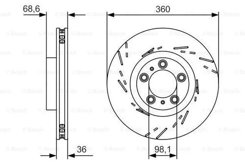 Bosch 0986479D22 0 Fren Diski Ön Sol Panamera 3.0 3.6 4.8 10-12 97035140301 ürün görseli 1