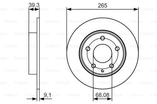 Bosch 0986479C26 0 Arka Fren Diski Düz Mazda 3 13- 265x5 B45g26251a ürün görseli 1