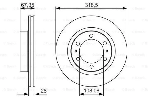 Bosch 0986479R46 0 Fren Diski Ön 318.5 28-26mm Hava Kanallı 435120k100 ürün görseli 1