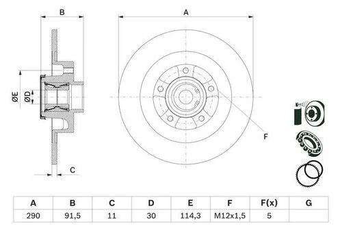 Bosch 0986479F42 0 Fren Diski Arka Rulmanlı Kaplamalı Abs Sensör Halkalı Talisman 432021878r ürün görseli 1