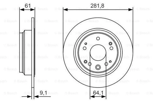 Bosch 0986479A91 0 Arka Fren Diski Havalı Honda Accord 2.2 2.4 Ctdı 03-08 S2000 00-282x5 42510sz3j00 ürün görseli 1