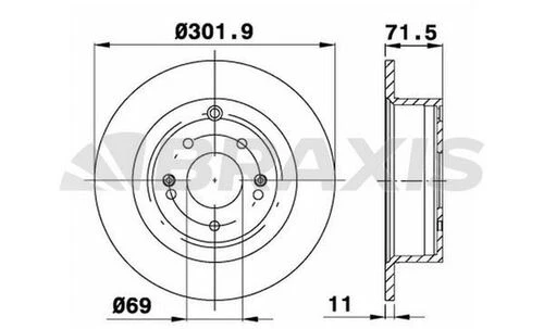 Braxis AD1025 Ad1025 Arka Fren Disk Aynası Hyundai Santa Fe 2006- 302 11 9.4 69 71.4 584112b000 ürün görseli 1