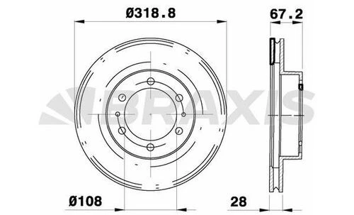 Braxis AE0546 Ae0546 Ön Fren Diski Aynası Havalı Toyota Hiıux 2.5 D4d 2005-hiıux Vigo 2015- 319x6 435120k100 ürün görseli 1