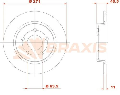 Braxis AE0805 Ae0805 Arka Fren Disk Aynası Focus Iıı Cb8 11-14 Focus Iv Cew 14- Düz 271mm 1704765 ürün görseli 1