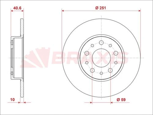 Braxis AE0868 Ae0868 Fren Diski Arka Fiat 500l 0.9 1.3d 1.4 1.6d 12-egea 15- 51885409 ürün görseli 1