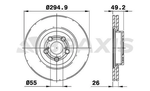 Braxis AE0200 Ae0200 Ön Fren Diski Aynası Havalı Toyota Avensis D4d 2003-2008 295x5 Merkezleme Capı 55 4351205110 ürün görseli 1